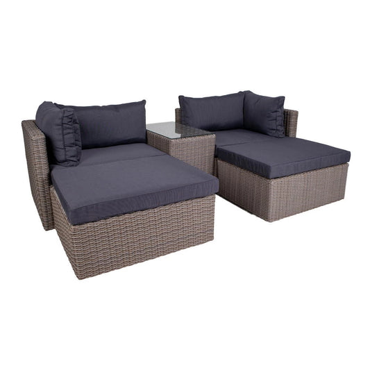 Set exterior 5 piese din Metal/Ratan Gri Rossi