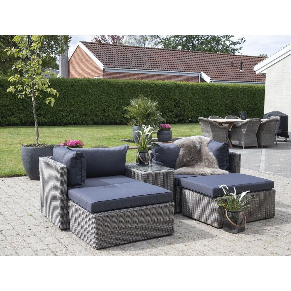 Set exterior 5 piese din Metal/Ratan Gri Rossi