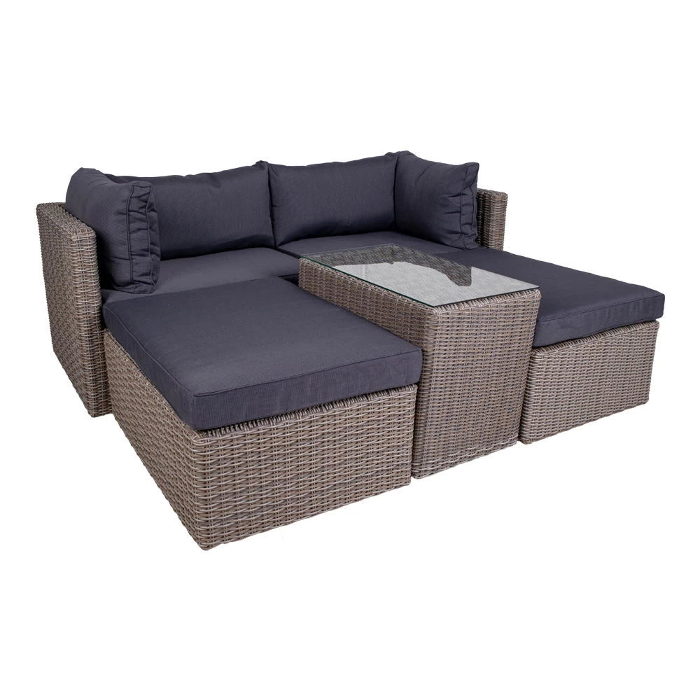 Set exterior 5 piese din Metal/Ratan Gri Rossi