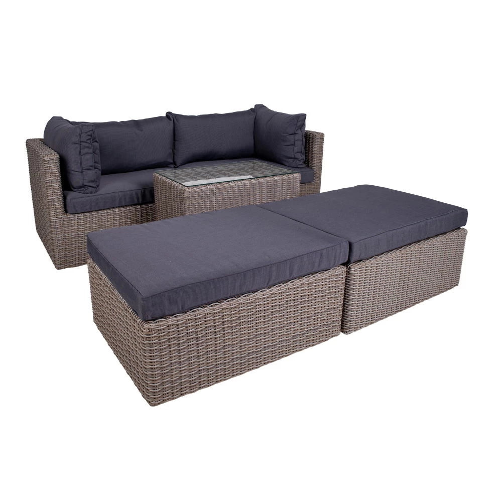 Set exterior 5 piese din Metal/Ratan Gri Rossi