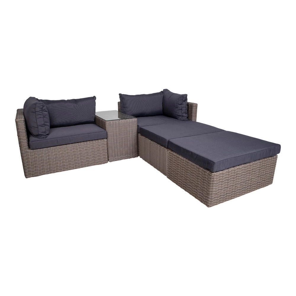 Set exterior 5 piese din Metal/Ratan Gri Rossi
