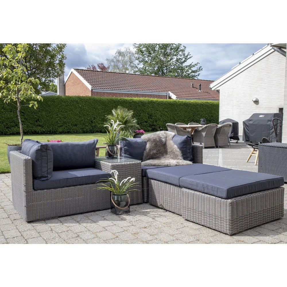 Set exterior 5 piese din Metal/Ratan Gri Rossi