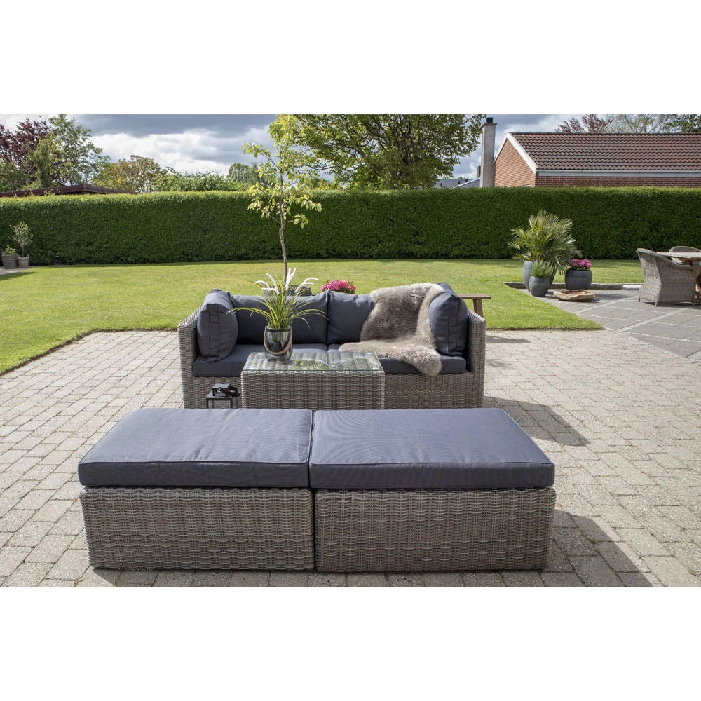 Set exterior 5 piese din Metal/Ratan Gri Rossi