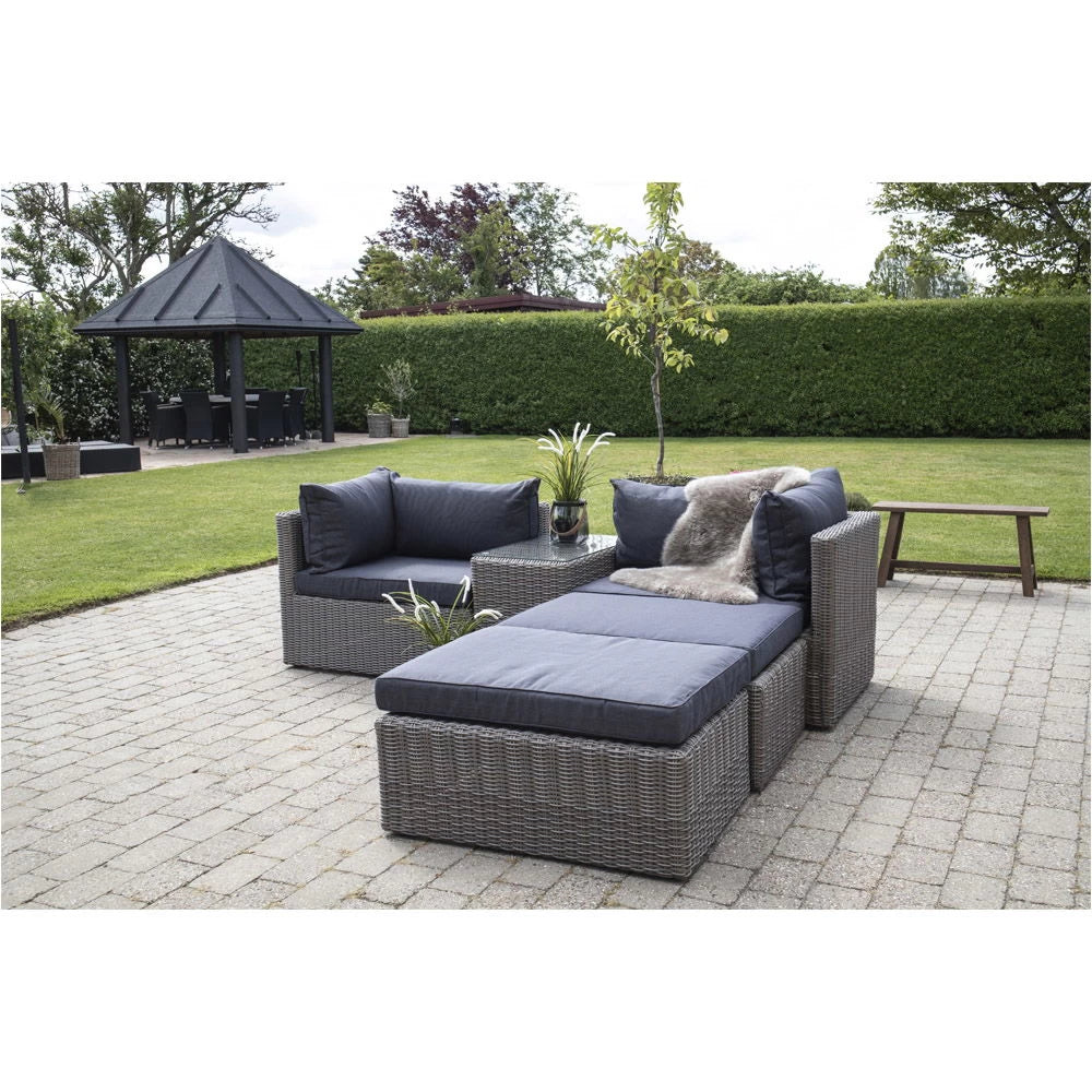 Set exterior 5 piese din Metal/Ratan Gri Rossi