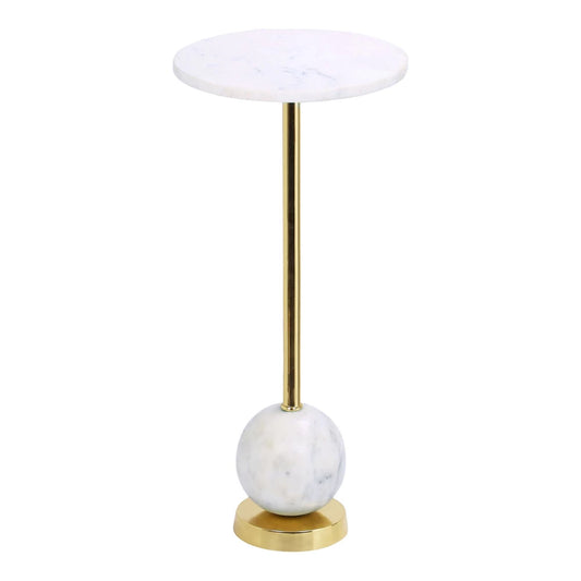 Masuta laterala din Metal Alama si Marmura Alb D25xH54cm Salo