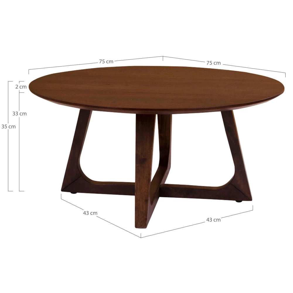 Masuta de cafea din Furnir de nuc/MDF Maro D75xH36cm Hellerup