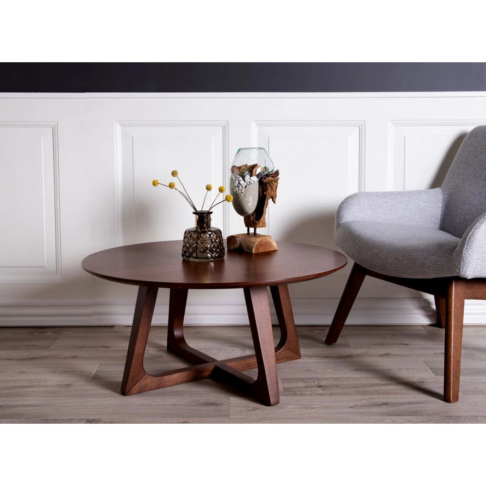 Masuta de cafea din Furnir de nuc/MDF Maro D75xH36cm Hellerup
