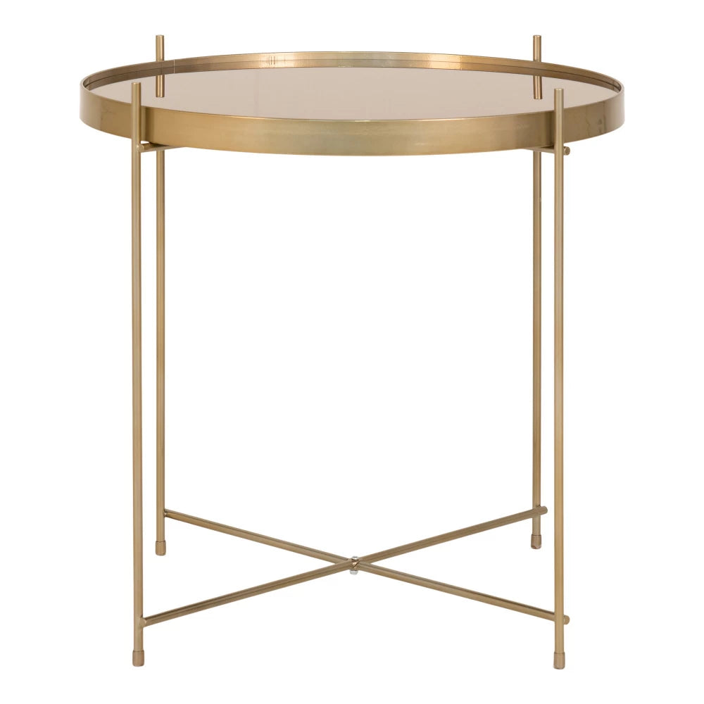 Masuta de cafea din Metal Alama si Sticla Auriu amber D48xH48cm Venezia