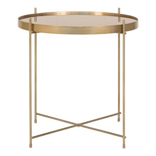 Masuta de cafea din Metal Alama si Sticla Auriu amber D48xH48cm Venezia