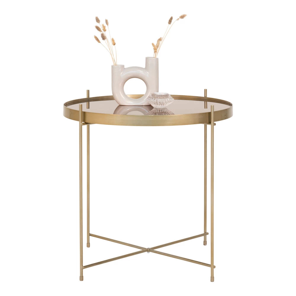 Masuta de cafea din Metal Alama si Sticla Auriu amber D48xH48cm Venezia
