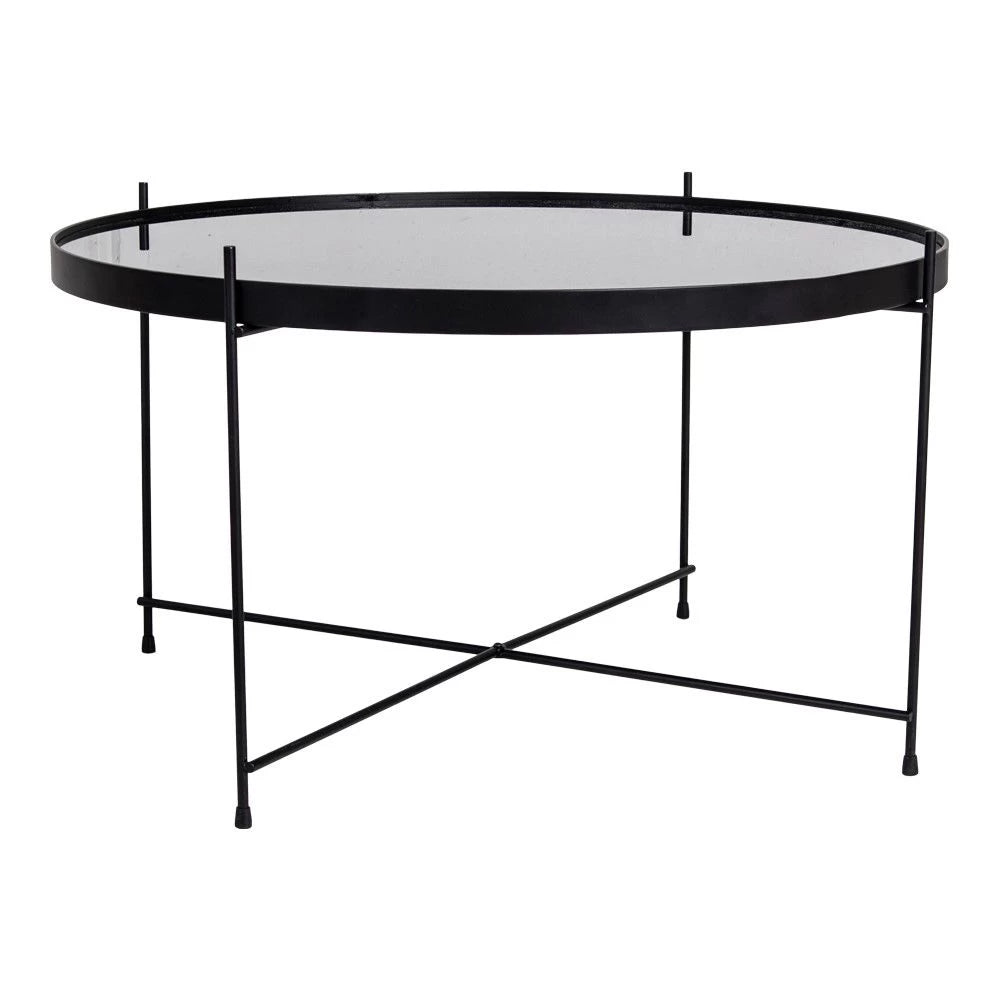 Masuta de cafea din Metal Negru si Sticla Negru D70xH40cm Venezia