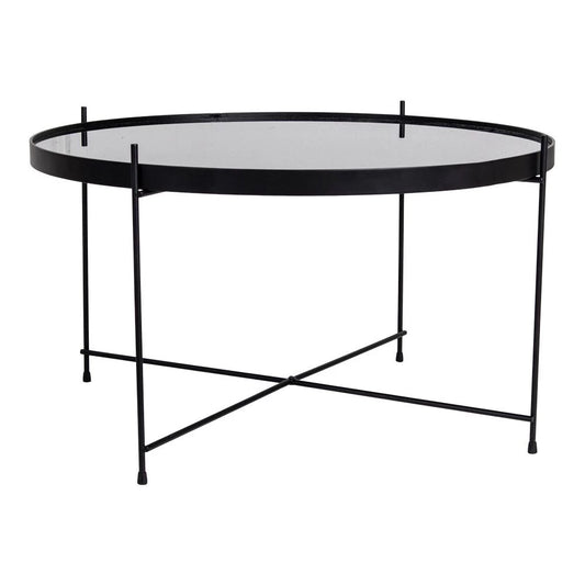 Masuta de cafea din Metal Negru si Sticla Negru D70xH40cm Venezia