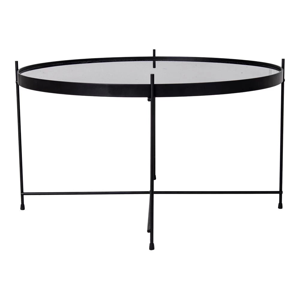 Masuta de cafea din Metal Negru si Sticla Negru D70xH40cm Venezia