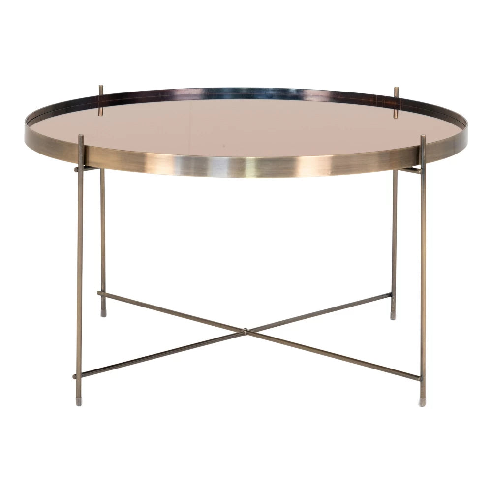 Masuta de cafea din Metal Alama si Sticla Auriu amber D70xH40cm Venezia