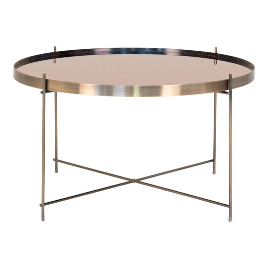 Masuta de cafea din Metal Alama si Sticla Auriu amber D70xH40cm Venezia