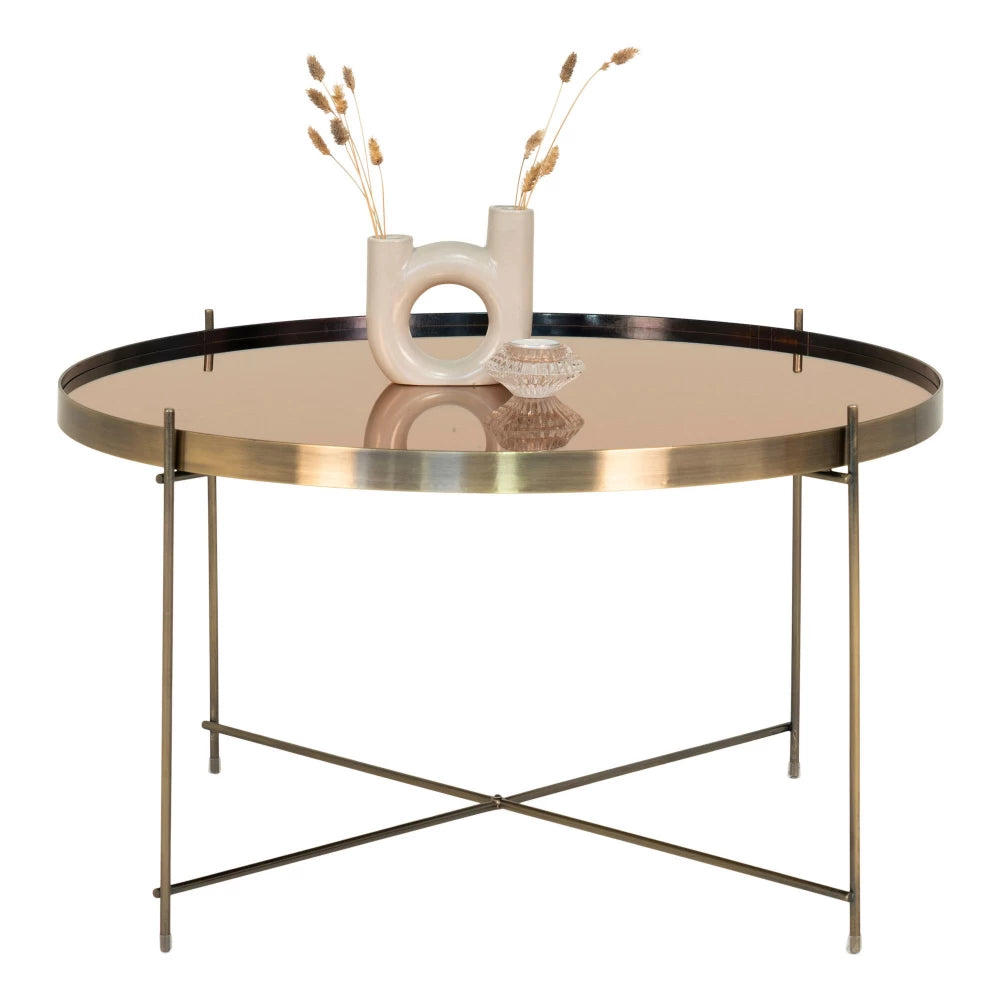 Masuta de cafea din Metal Alama si Sticla Auriu amber D70xH40cm Venezia