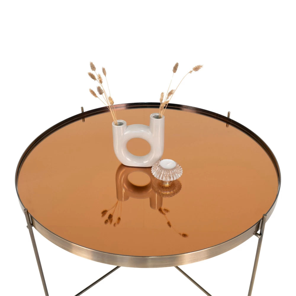 Masuta de cafea din Metal Alama si Sticla Auriu amber D70xH40cm Venezia