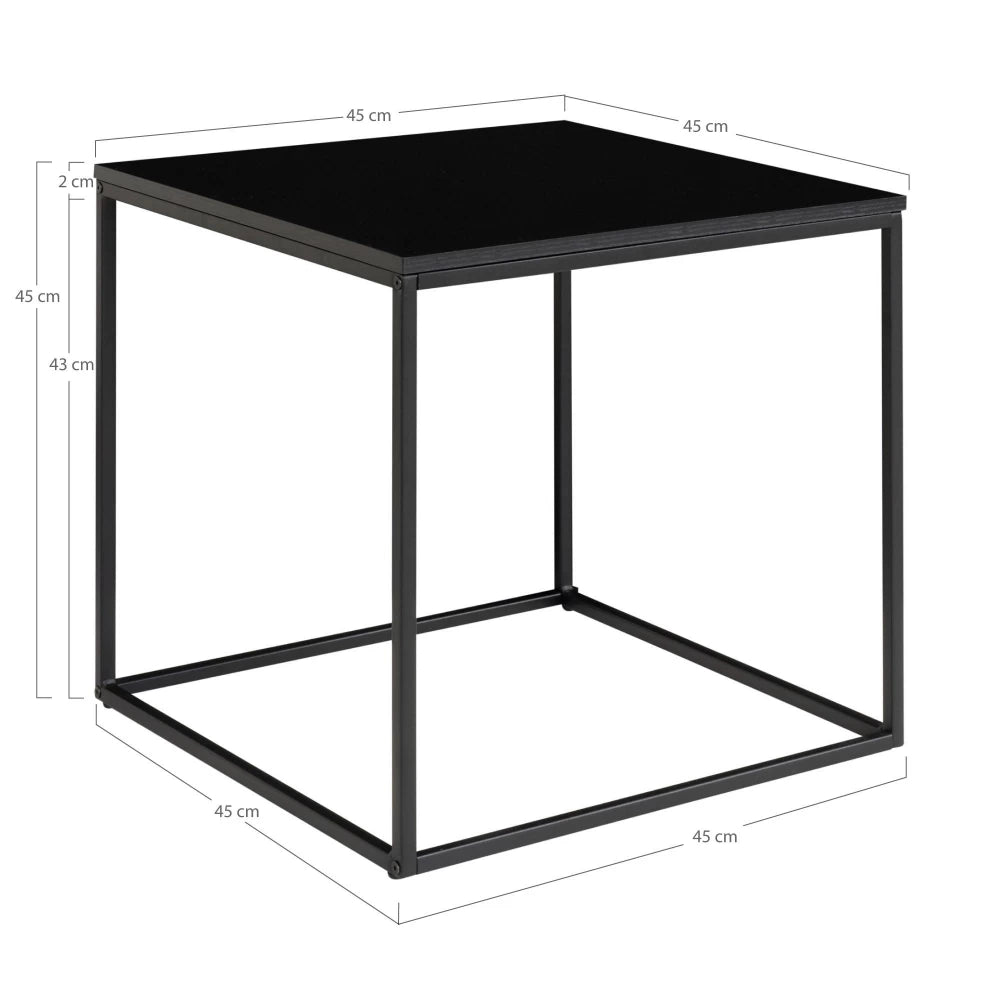 Masuta laterala din Metal Negru si PAL Negru L45xH45cm Vita