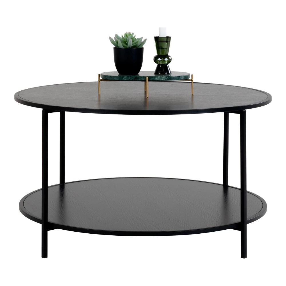 Masuta de cafea din Metal Negru si PAL Negru D80xH45cm Vita