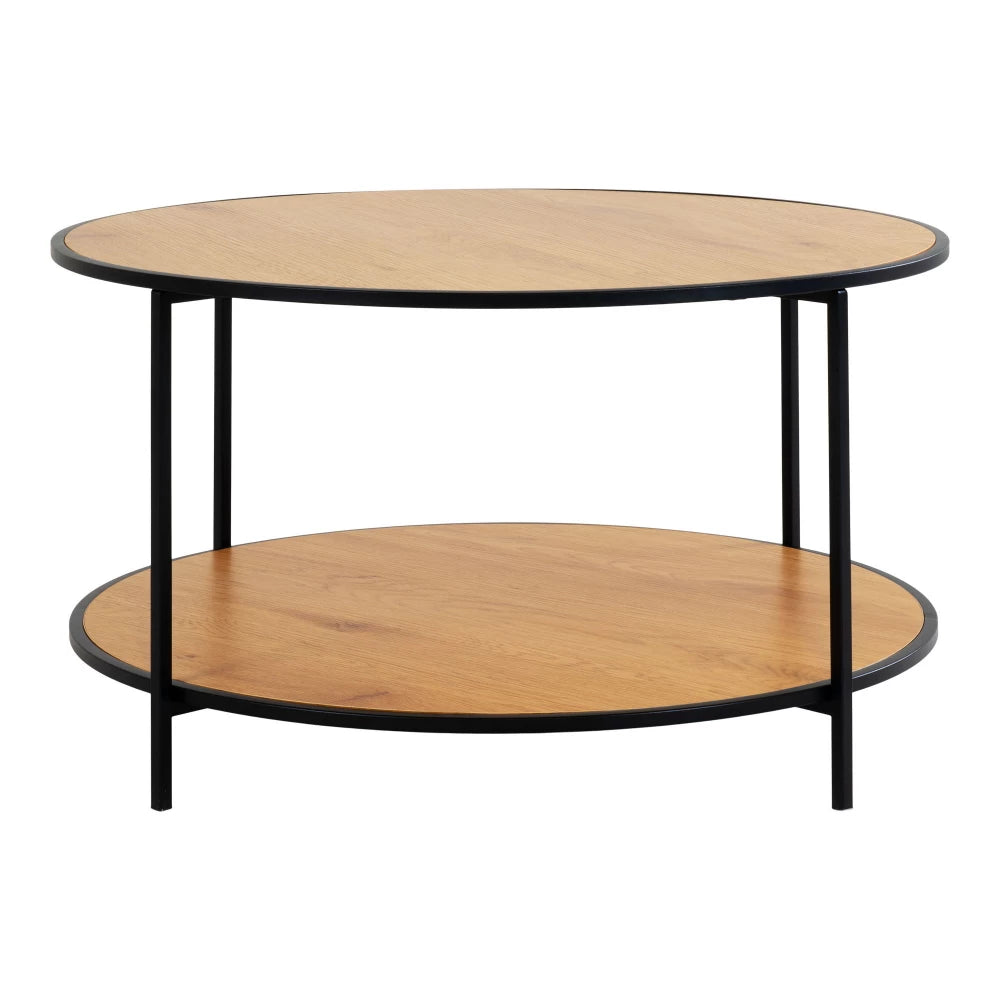 Masuta de cafea din Metal Negru si PAL Maro D80xH45cm Vita