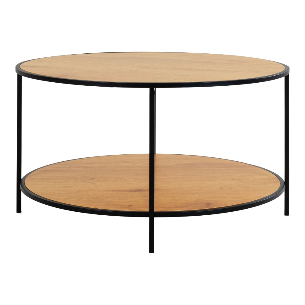 Masuta de cafea din Metal Negru si PAL Maro D80xH45cm Vita