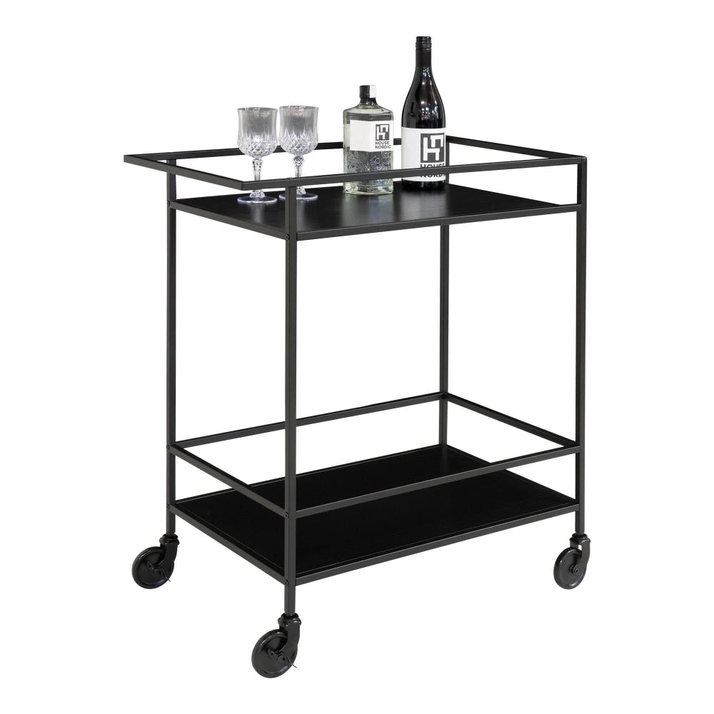 Carucior de servire din Metal Negru si PAL Negru L68xH79cm Vita