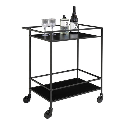 Carucior de servire din Metal Negru si PAL Negru L68xH79cm Vita