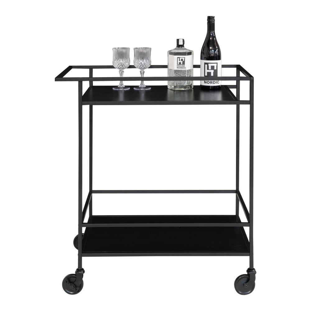 Carucior de servire din Metal Negru si PAL Negru L68xH79cm Vita
