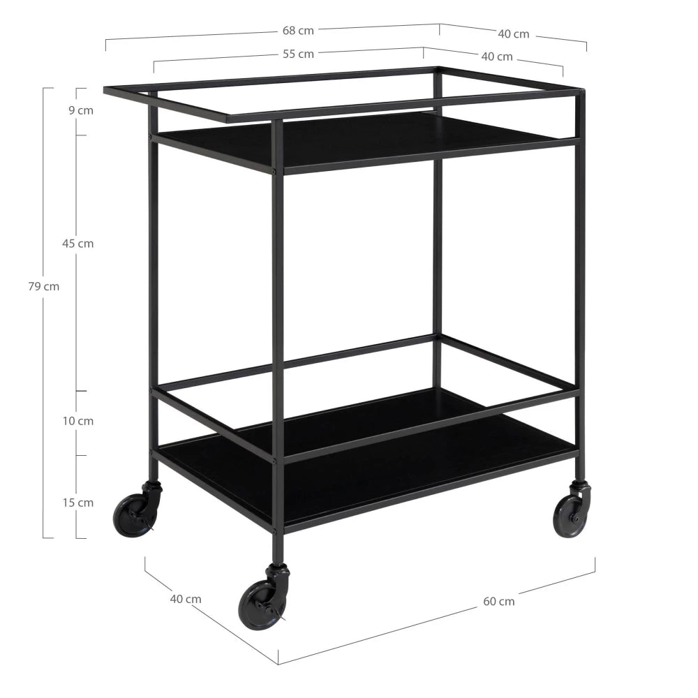 Carucior de servire din Metal Negru si PAL Negru L68xH79cm Vita