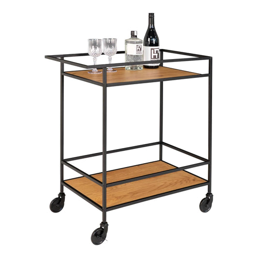 Carucior de servire din Metal Negru si PAL Maro L68xH79cm Vita
