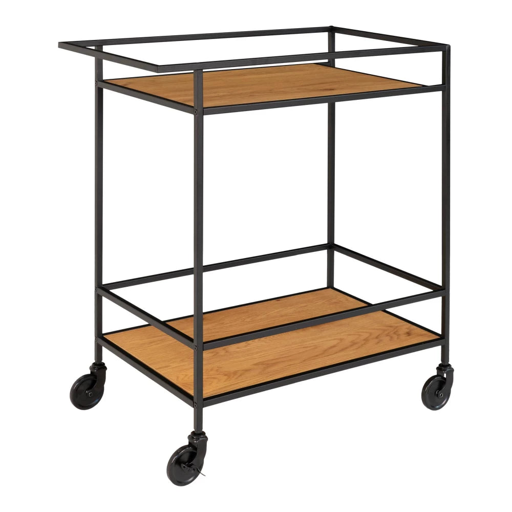 Carucior de servire din Metal Negru si PAL Maro L68xH79cm Vita