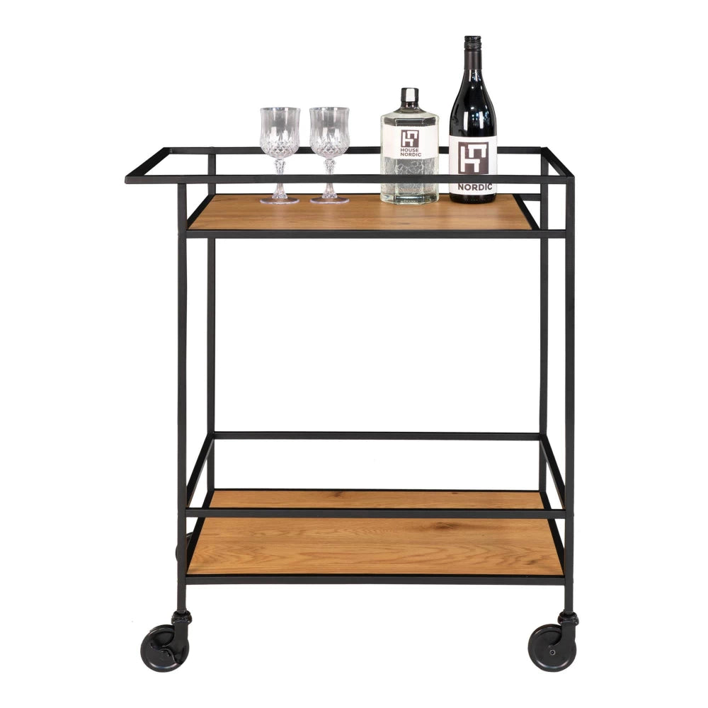 Carucior de servire din Metal Negru si PAL Maro L68xH79cm Vita