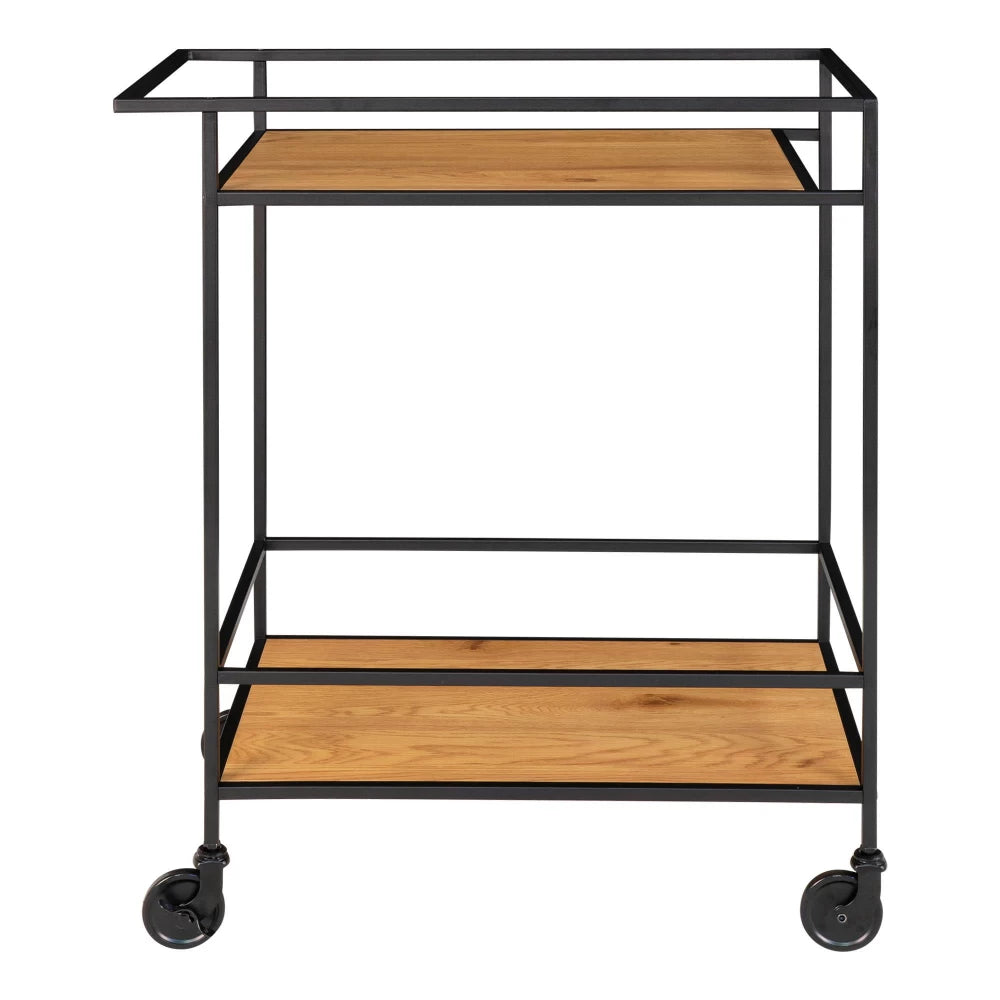Carucior de servire din Metal Negru si PAL Maro L68xH79cm Vita