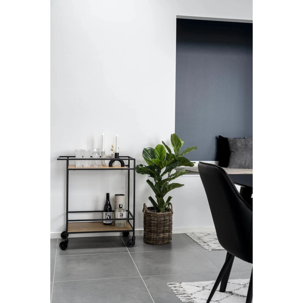 Carucior de servire din Metal Negru si PAL Maro L68xH79cm Vita