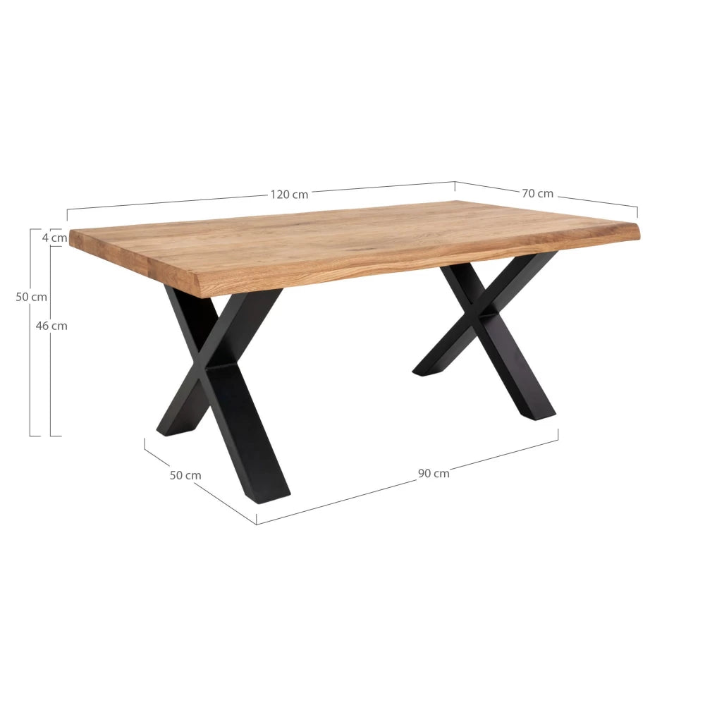 Masuta de cafea din Metal Negru si Lemn de stejar Maro L120xH50cm Toulon