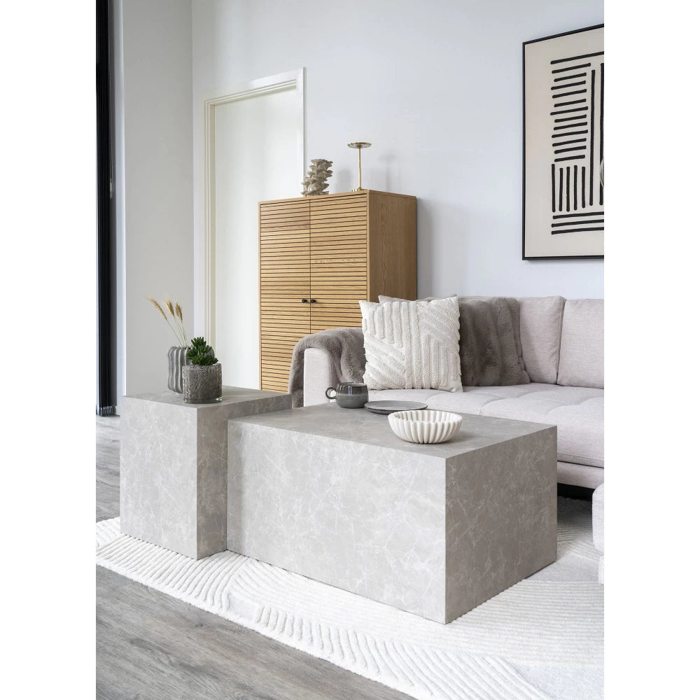 Masuta de cafea din MDF Bej cu efect de marmura L80xH40cm Prague