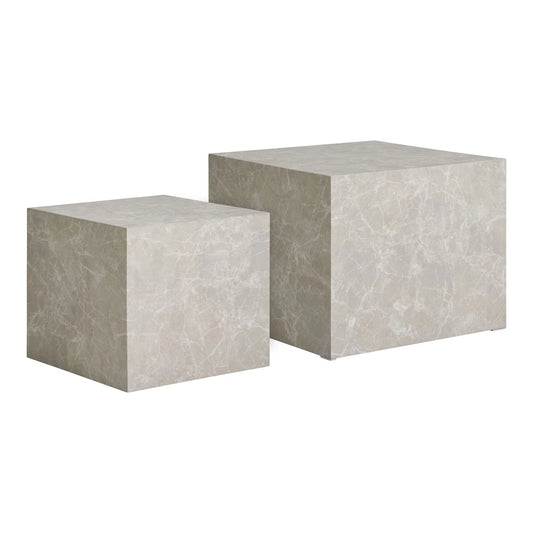 Set 2 masute de cafea din MDF Bej cu efect de marmura L40/50xH36/40cm Prague