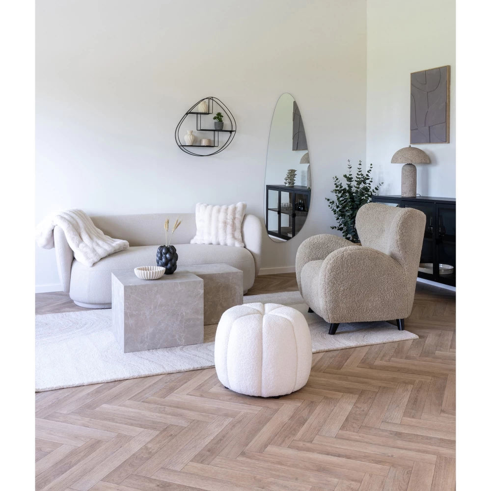 Set 2 masute de cafea din MDF Bej cu efect de marmura L40/50xH36/40cm Prague