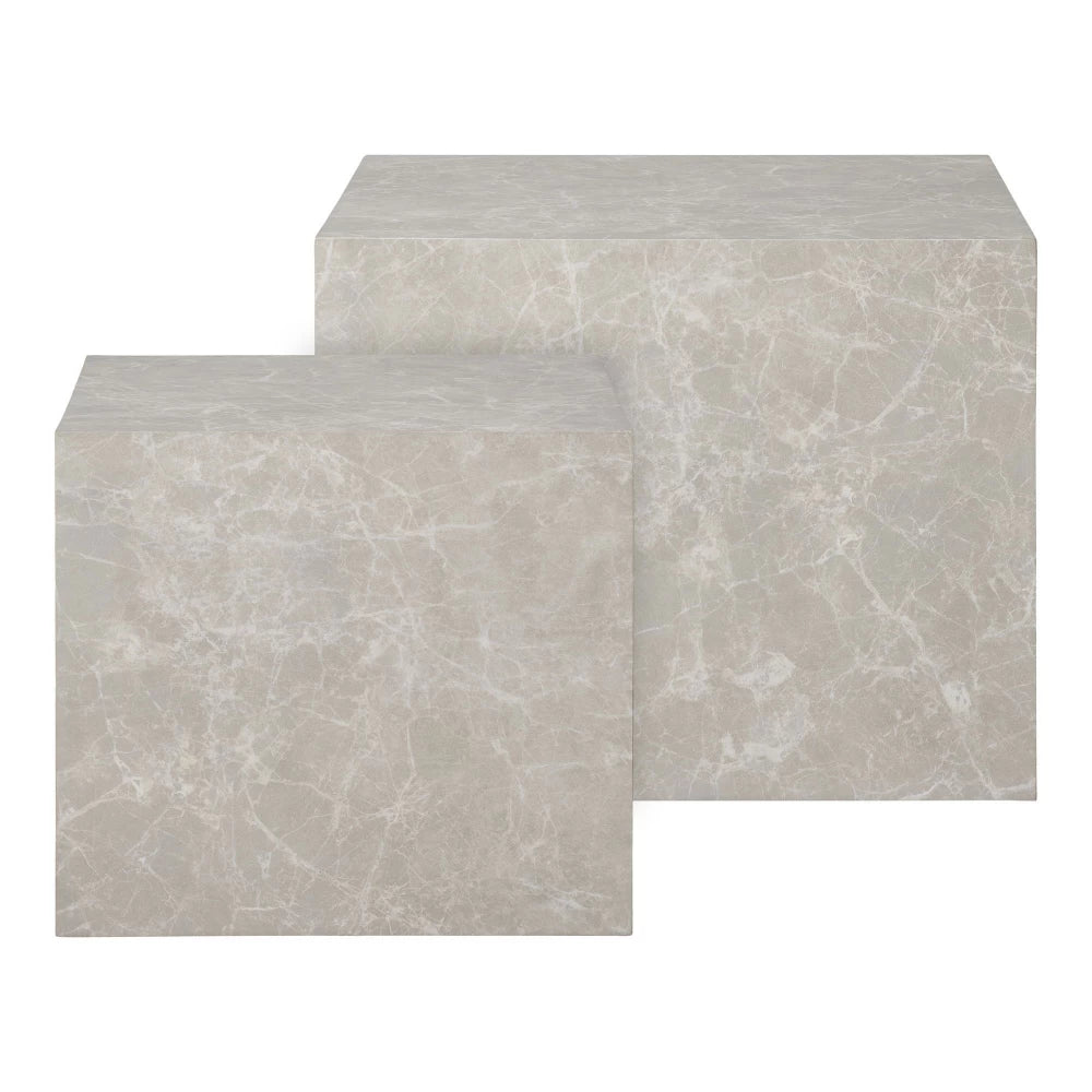 Set 2 masute de cafea din MDF Bej cu efect de marmura L40/50xH36/40cm Prague