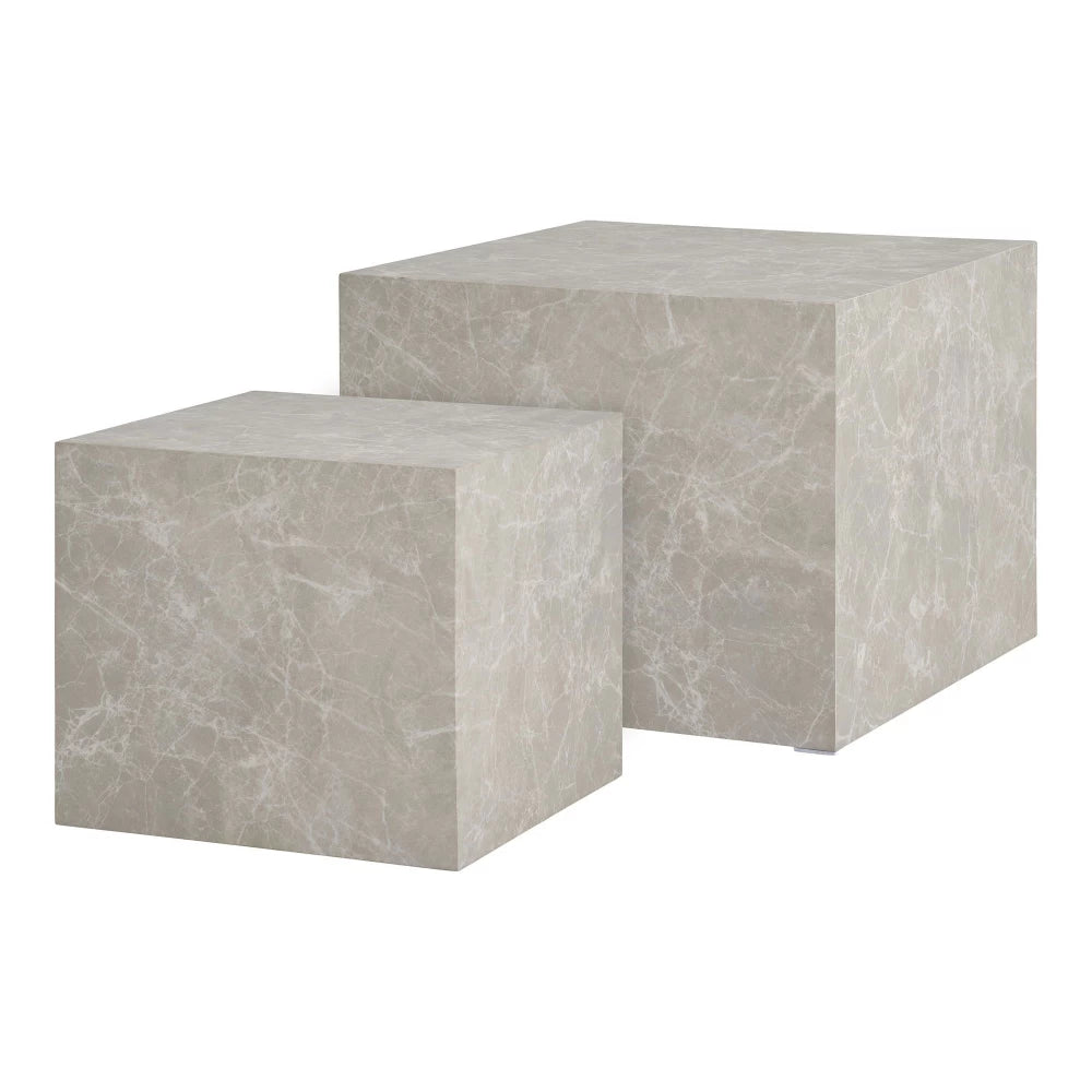 Set 2 masute de cafea din MDF Bej cu efect de marmura L40/50xH36/40cm Prague