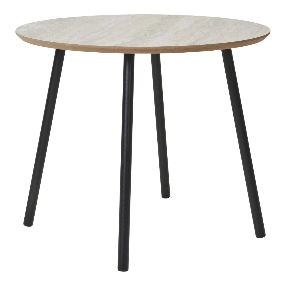 Masuta de cafea din Metal Negru si MDF Bej cu efect de travertin D55xH45cm Aalst