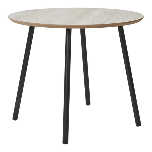 Masuta de cafea din Metal Negru si MDF Bej cu efect de travertin D55xH45cm Aalst