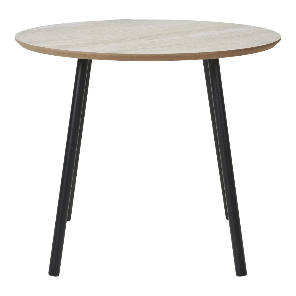Masuta de cafea din Metal Negru si MDF Bej cu efect de travertin D55xH45cm Aalst