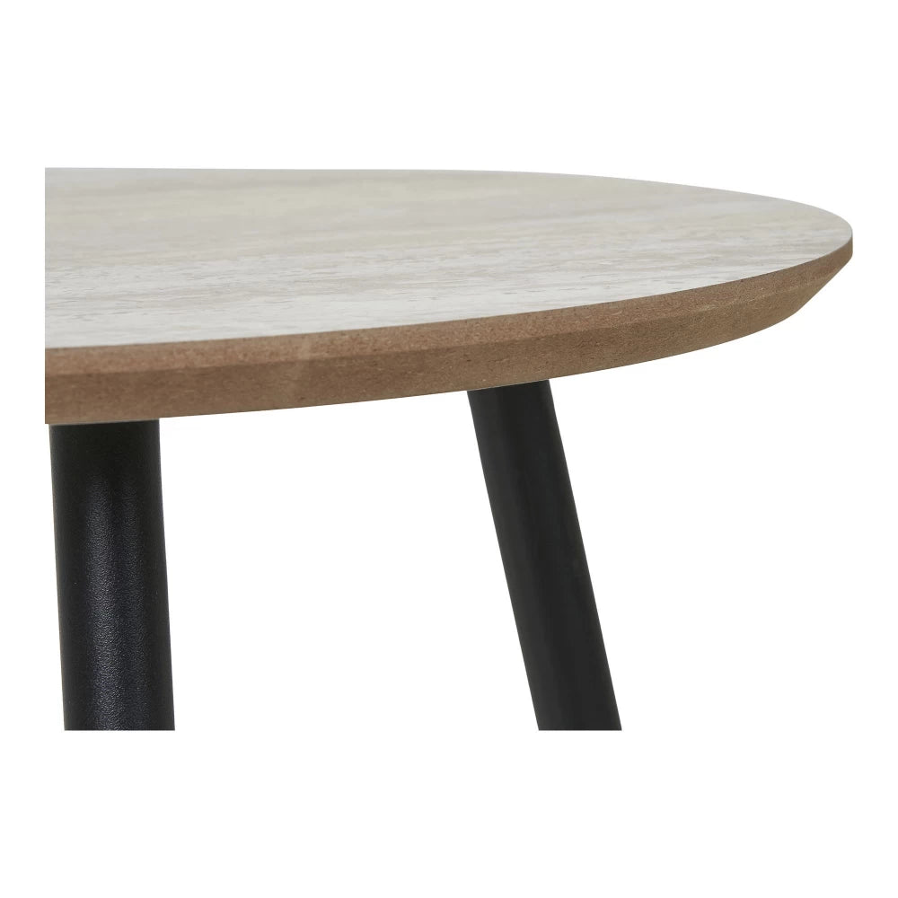 Masuta de cafea din Metal Negru si MDF Bej cu efect de travertin D55xH45cm Aalst