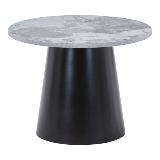 Masuta de cafea din Lemn Negru si MDF Gri cu efect de marmura D60xH45cm Brito