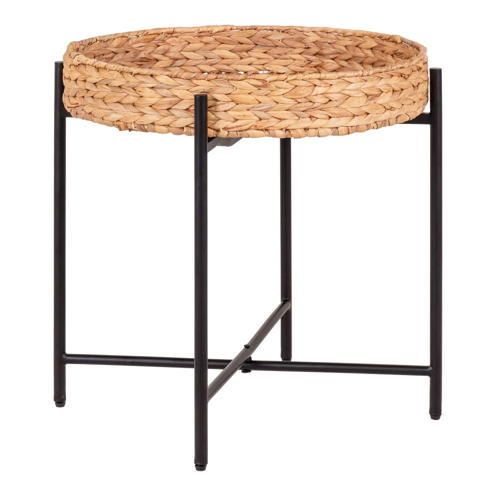 Masuta laterala din Metal Negru si Zambila de apa Maro D50xH48.5cm Naro