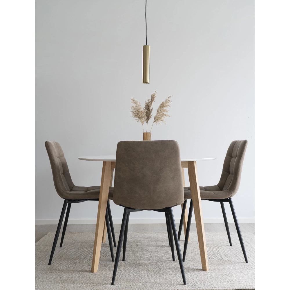 Masa din Lemn Maro si MDF Alb D105xH75cm Vojens
