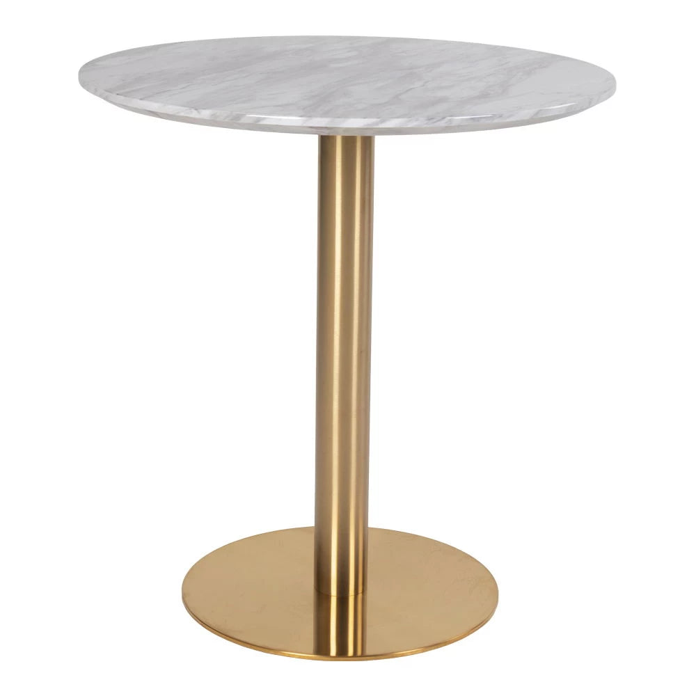 Masa din Metal Alama si MDF Alb cu efect de marmura D70xH75cm Bolzano