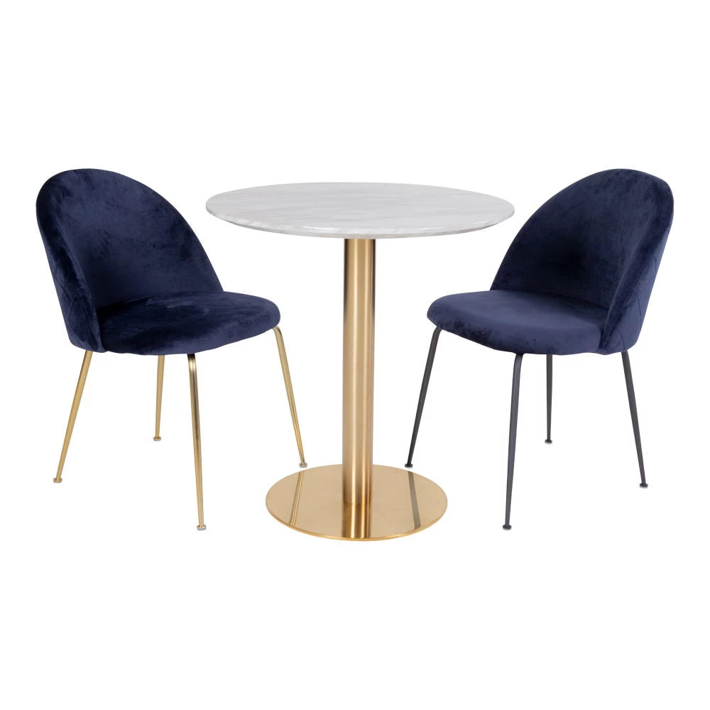 Masa din Metal Alama si MDF Alb cu efect de marmura D70xH75cm Bolzano