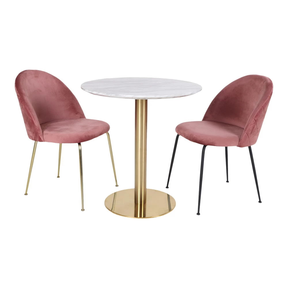 Masa din Metal Alama si MDF Alb cu efect de marmura D90xH75cm Bolzano